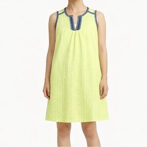 J Crew Dress Womens 00 XXS Neon Yellow Arrow Print Shift Sleeveless Pop Art Chic
